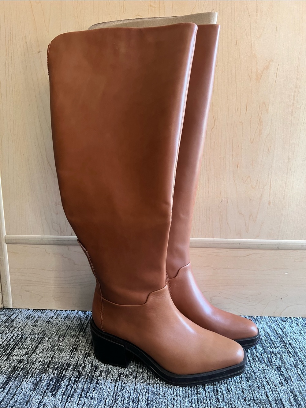 Franco Sarto Cognac Brown Over-the-Knee Leather Boots